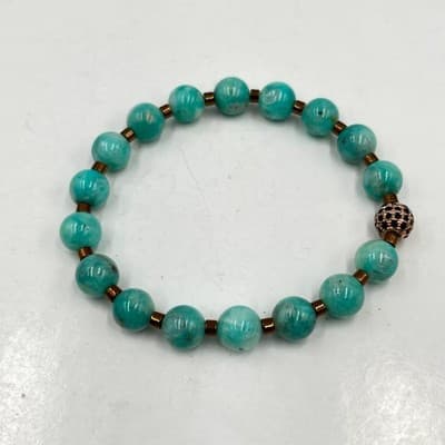 VTG Natural Stone Stretch Bracelet Set Boho Amazonite Rose Quartz Howlite 4pc - Thumbnail 3