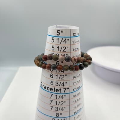 Vintage 2 Pc Natural Red Jasper Bead Bracelet Set Multi-Color Gemstone Stretch - Thumbnail 7