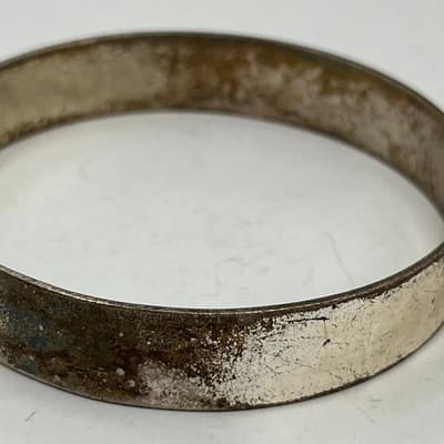 VTG Silver Tone Flat Band Bangle Bracelet Classic Stackable Minimalist Jewelry - Thumbnail 4
