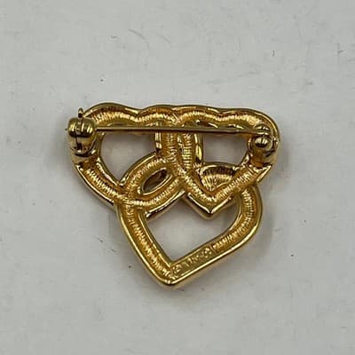 VTG Brooch Lot Gold Silver Tone Heart Leaf Swirl Safety Pin 7pc Jewelry Bundle - Thumbnail 11