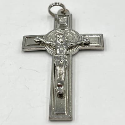 Religious Gift Set Vintage Catholic Keychain St Benedict Crucifix Italy Pendants - Thumbnail 5