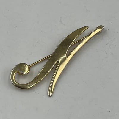 VTG Brooch Lot Gold Silver Tone Heart Leaf Swirl Safety Pin 7pc Jewelry Bundle - Thumbnail 8