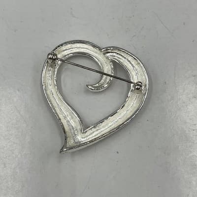 VTG Brooch Lot Gold Silver Tone Heart Leaf Swirl Safety Pin 7pc Jewelry Bundle - Thumbnail 3