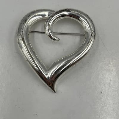 VTG Brooch Lot Gold Silver Tone Heart Leaf Swirl Safety Pin 7pc Jewelry Bundle - Thumbnail 2