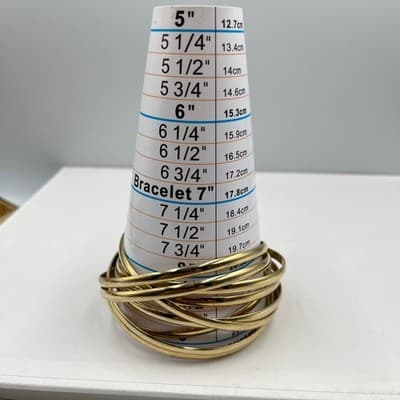 Vintage Gold Tone Stackable Bangle Bracelet Set Multi-Strand High Polish Jewelry - Thumbnail 8