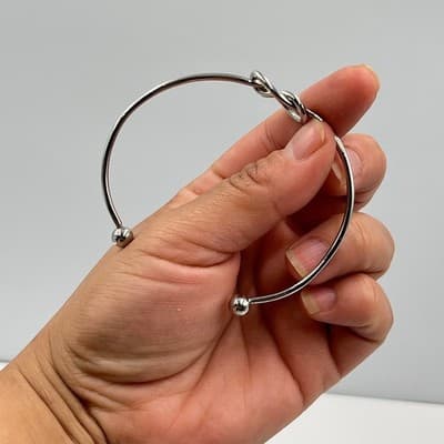Vintage Elegant Silver Tone Love Knot Cuff Bangle Bracelet Friendship Infinity - Thumbnail 5