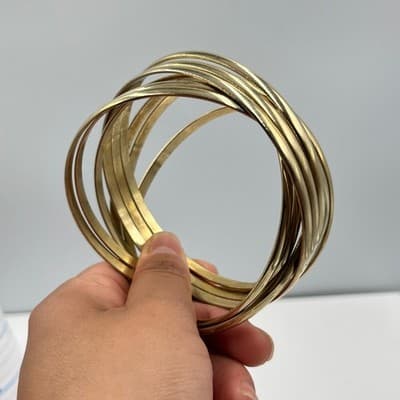 Vintage Gold Tone Stackable Bangle Bracelet Set Multi-Strand High Polish Jewelry - Thumbnail 5