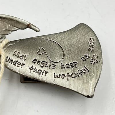 Vintage Pewter Angel Car Visor Clip Guardian Angel Protection Religious Gift - Thumbnail 5