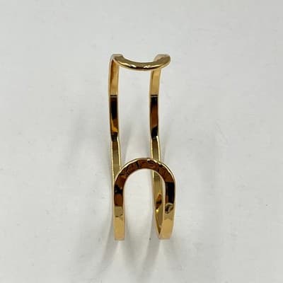 Vintage Gold Tone Hammered Texture Hinged Bangle Bracelet Minimalist Statement - Thumbnail 4