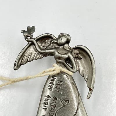 Vintage Pewter Angel Car Visor Clip Guardian Angel Protection Religious Gift - Thumbnail 2