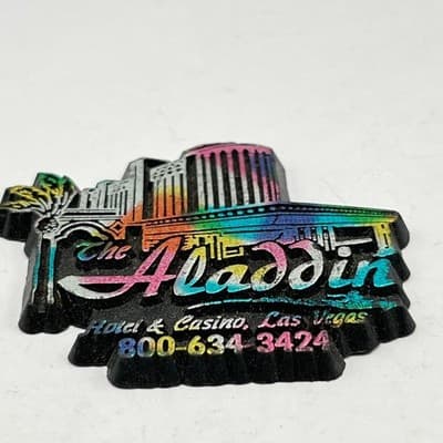Vintage The Aladdin Hotel Casino Las Vegas Iridescent Rubber Refrigerator Magnet - Thumbnail 2