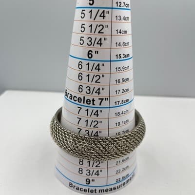 Vintage Silver Tone Mesh Wrap Bangle Bracelet Bold Chunky Statement Jewelry - Thumbnail 7