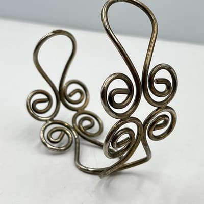 Vintage Silver Tone Filigree Swirl Cuff Bracelet Boho Artistic Wire Wrap Bangle - Thumbnail 7