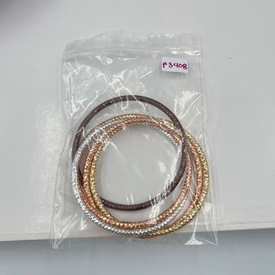 VTG Set of 4 Tri-Color Dusted Metal Stackable Slip-On Bangle Bracelets Fashion - Thumbnail 6