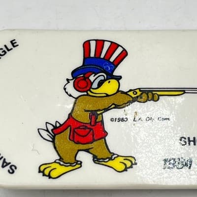 Vintage 1984 Los Angeles Olympics Sam the Eagle Shooting Pin Badge Memorabilia - Thumbnail 2