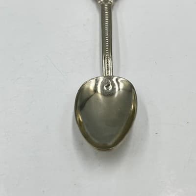 VTG Colombia Souvenir Collector Spoon Set Ornate Gold Shield Finial Silver Plate - Thumbnail 4