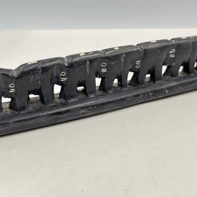 VTG Hand Carved Black Soapstone Elephant Bridge Sculpture African Art Figurine - Thumbnail 2