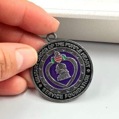 Military Order of the Purple Heart Service Foundation Enamel Medal Pendant - Thumbnail 4