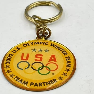 Vintage 2002 U.S. Olympic Winter Team Keychain Salt Lake City USA Team Partner - Thumbnail 4
