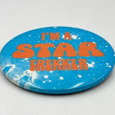 Vintage I'm a Star Trekker Blue Pinback Button Retro Sci-Fi Fan Jewelry Badge - Thumbnail 5