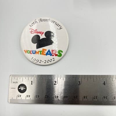 Vintage Disney VoluntEARS 10th Anniversary Pin 1992-2002 Mickey Mouse Button 2" - Thumbnail 5