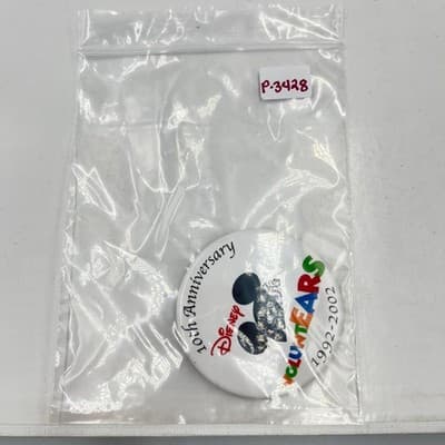 Vintage Disney VoluntEARS 10th Anniversary Pin 1992-2002 Mickey Mouse Button 2" - Thumbnail 6