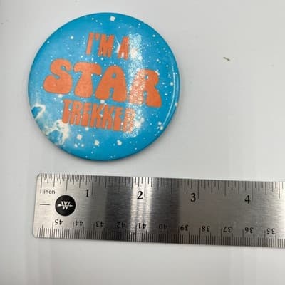 Vintage I'm a Star Trekker Blue Pinback Button Retro Sci-Fi Fan Jewelry Badge - Thumbnail 8
