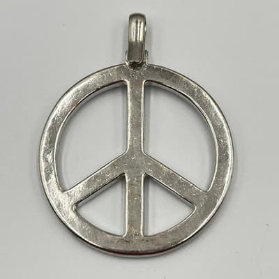 Vintage Peace Sign Pendants Black & Clear Crystal Silver Tone Goth Boho Lot 2Pc - Thumbnail 6