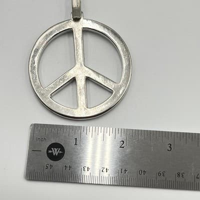 Vintage Peace Sign Pendants Black & Clear Crystal Silver Tone Goth Boho Lot 2Pc - Thumbnail 7