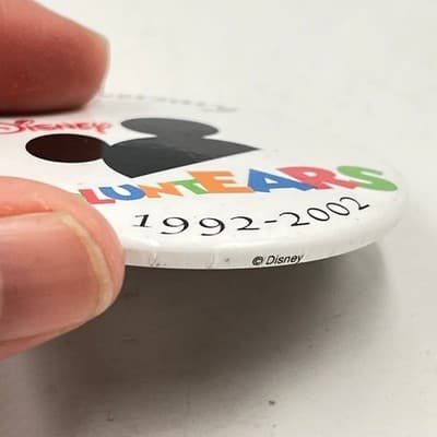 Vintage Disney VoluntEARS 10th Anniversary Pin 1992-2002 Mickey Mouse Button 2" - Thumbnail 4