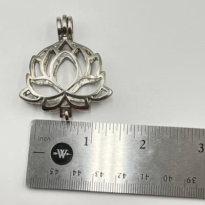 Vintage Silver Tone Charm Set - Rhinestone Heart, Birdhouse Tassel, Lotus Locket - Thumbnail 5