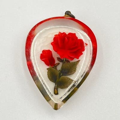 10pc Artisan Jewelry Set Handblown Glass Heart Jellyfish & Rose Intaglio Pendant - Thumbnail 4