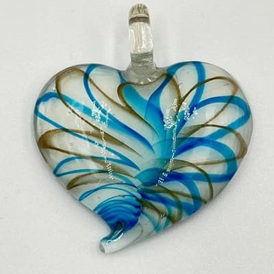10pc Artisan Jewelry Set Handblown Glass Heart Jellyfish & Rose Intaglio Pendant - Thumbnail 6
