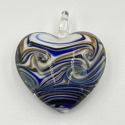 10pc Artisan Jewelry Set Handblown Glass Heart Jellyfish & Rose Intaglio Pendant - Thumbnail 12