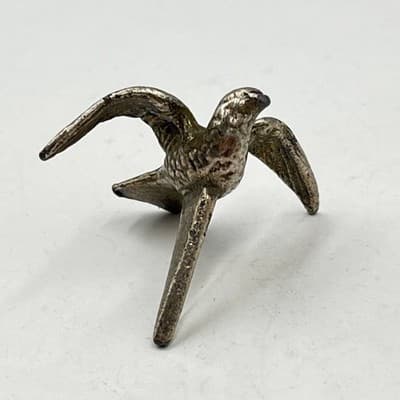 Figurine Vintage Silver Tone Bird Pewter Style Swallow Sparrow Statue Decor - Thumbnail 2