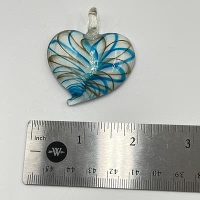 10pc Artisan Jewelry Set Handblown Glass Heart Jellyfish & Rose Intaglio Pendant - Thumbnail 7