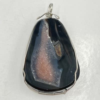 Pendant Set 7pc Artisan Gemstone Agate Jasper Druzy Mixed Media Bohemian - Thumbnail 4