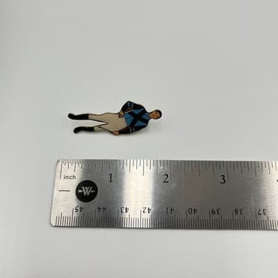 Vintage Enamel Jockey Pin, Horse Racing Memorabilia, Blue & Black Silks Brooch - Thumbnail 5