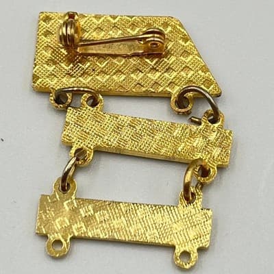 Vintage AVA American Volkssport Assoc Pin Kentucky Ohio State Dangle Medal Gold - Thumbnail 3