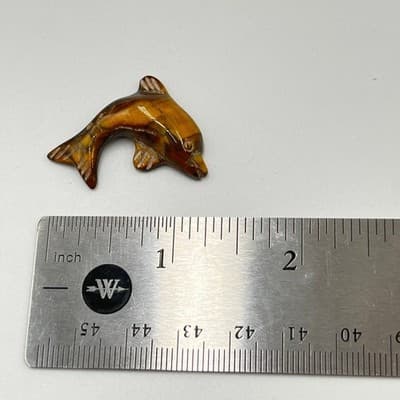 VTG Tiger's Eye Dolphin & Sphere, Jasper Cabs, Heart Stones, Unset Gem Lot 6pc - Thumbnail 13