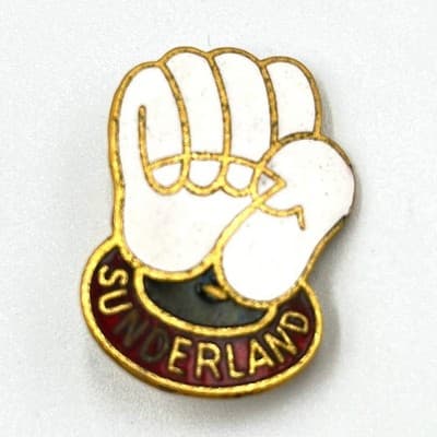 Vintage Sunderland Enamel Pin, Gold-Tone White Hand Badge, British Heritage Gift