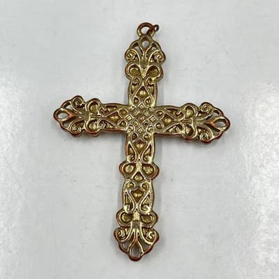 Lot of 3 Vintage & Artisan Cross Pendants, Pearl, Crystal, Gemstone Wire Wrap - Thumbnail 3