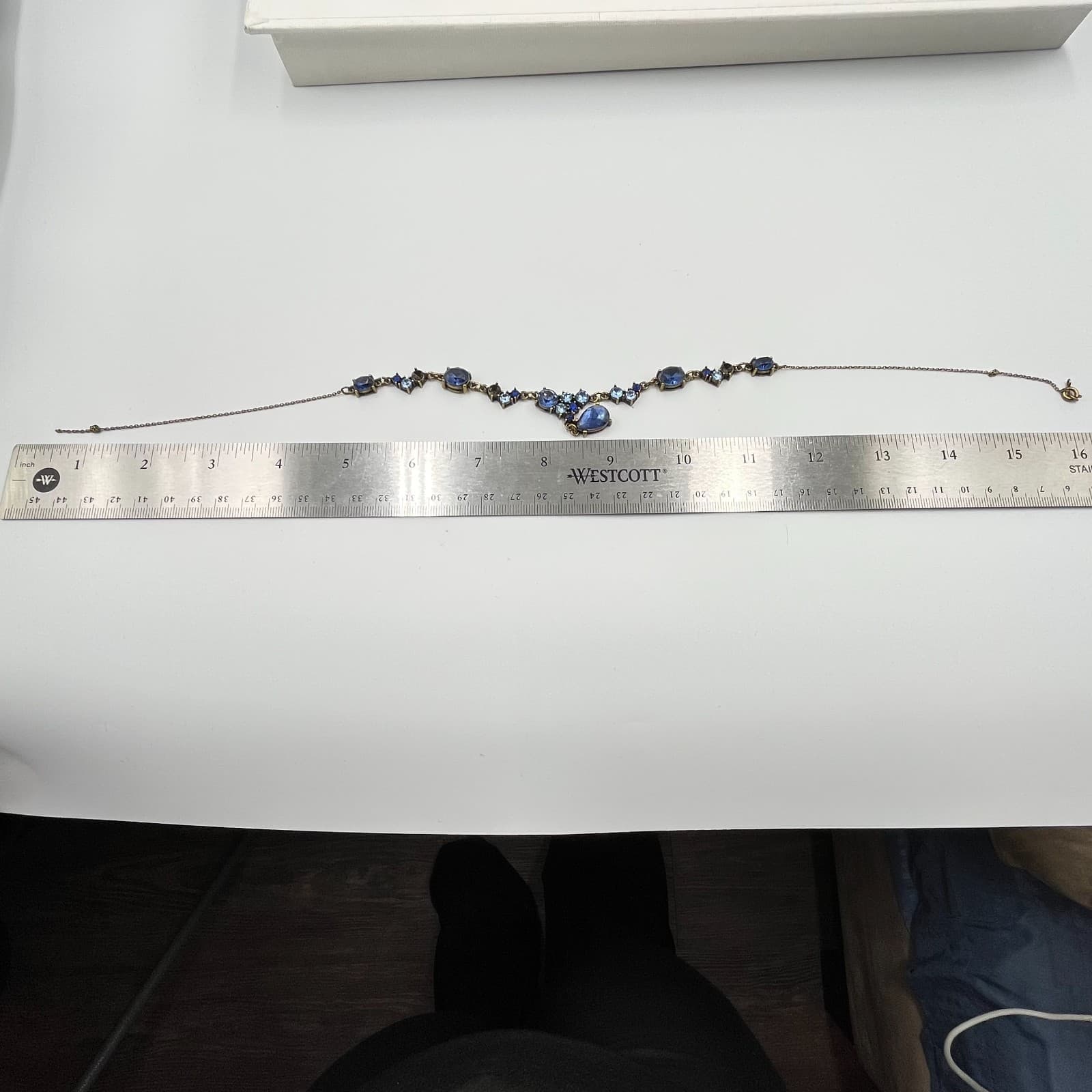 Vintage Jewelry Repair Lot Sapphire Blue Necklace Black Rhinestone Brooches Set - Thumbnail 8