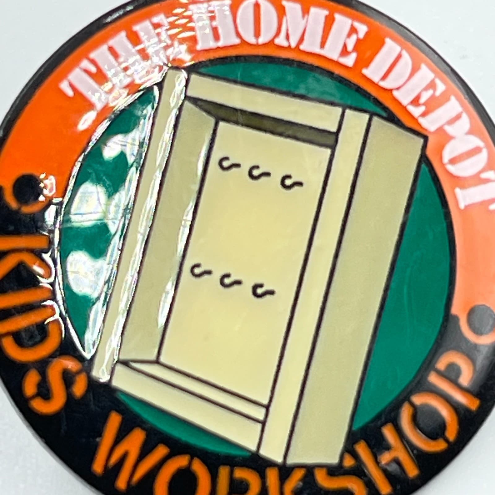 The Home Depot Kids Workshop Enamel Pin Key Holder Project Orange Green Retro - Thumbnail 2