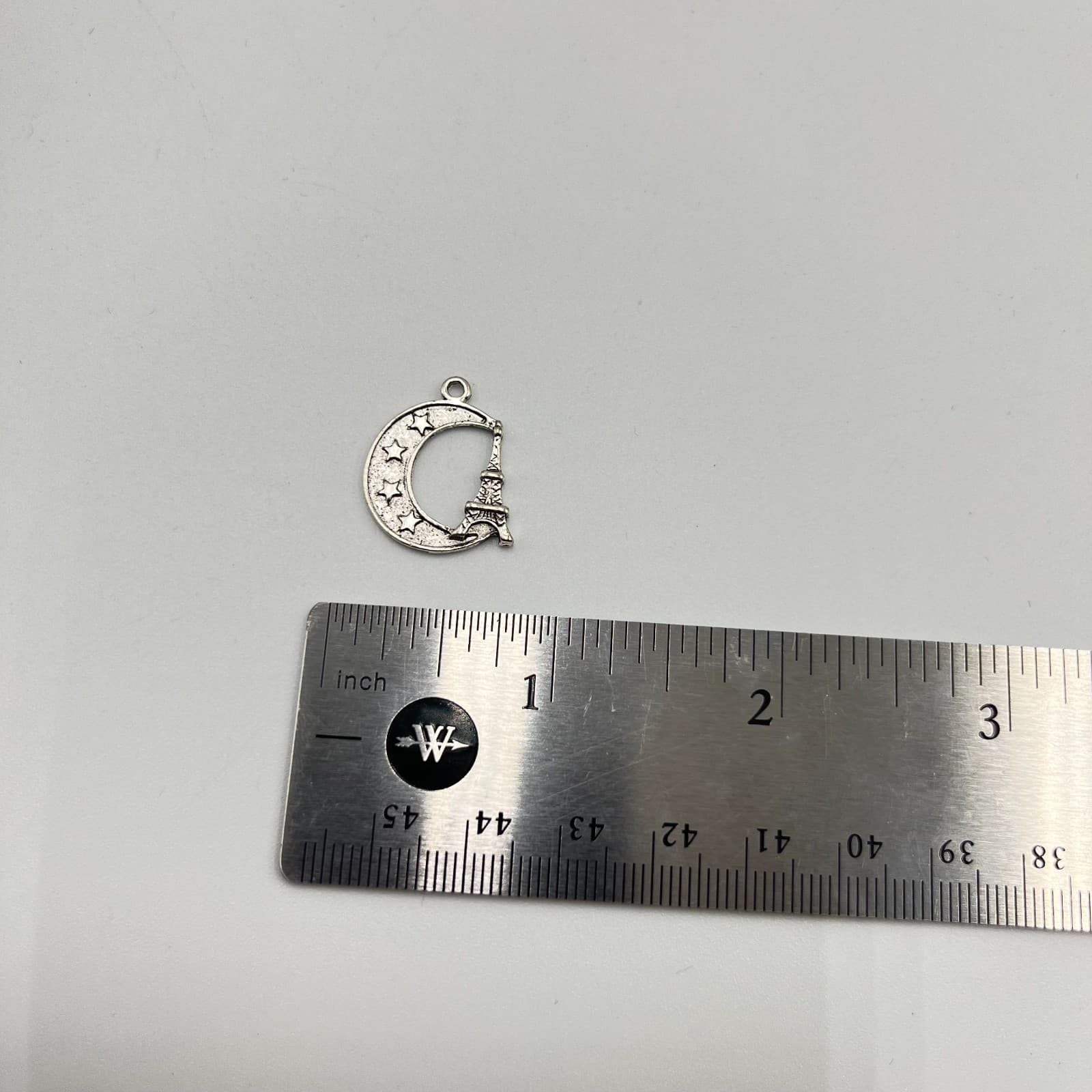 Vintage Silver Tone Crescent Moon Eiffel Tower Star Charm Bulk Lot of 10 Fashion - Thumbnail 8
