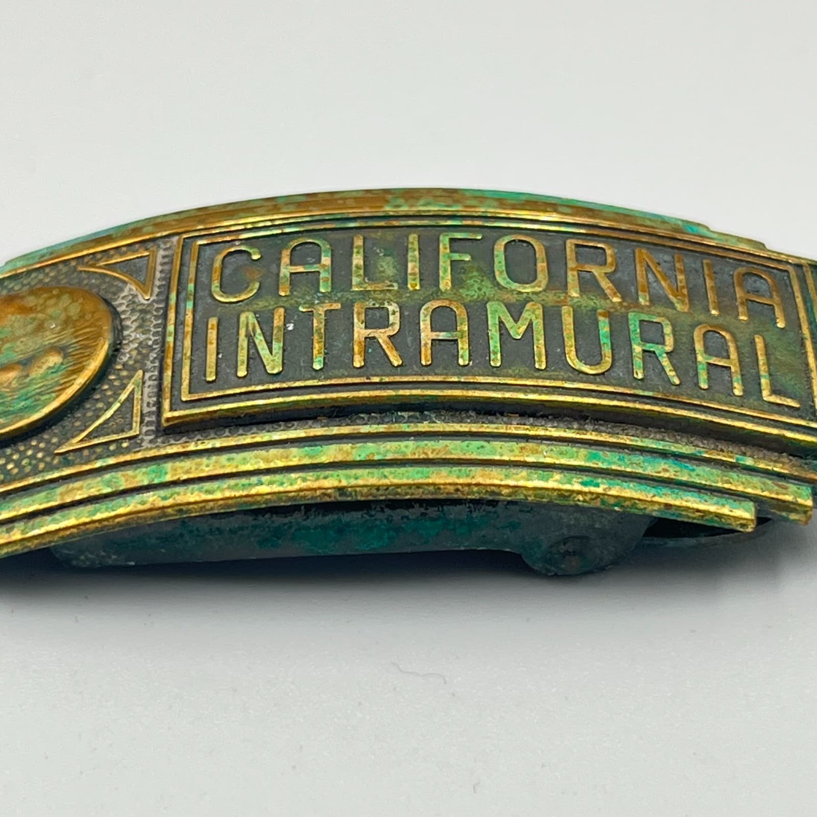 Vintage California Intramural Brass Belt Buckle Art Deco Swimming Trophy Style - Thumbnail 6