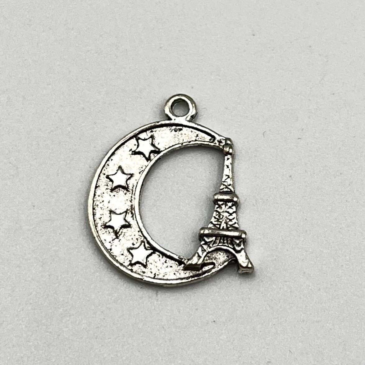 Vintage Silver Tone Crescent Moon Eiffel Tower Star Charm Bulk Lot of 10 Fashion - Thumbnail 6