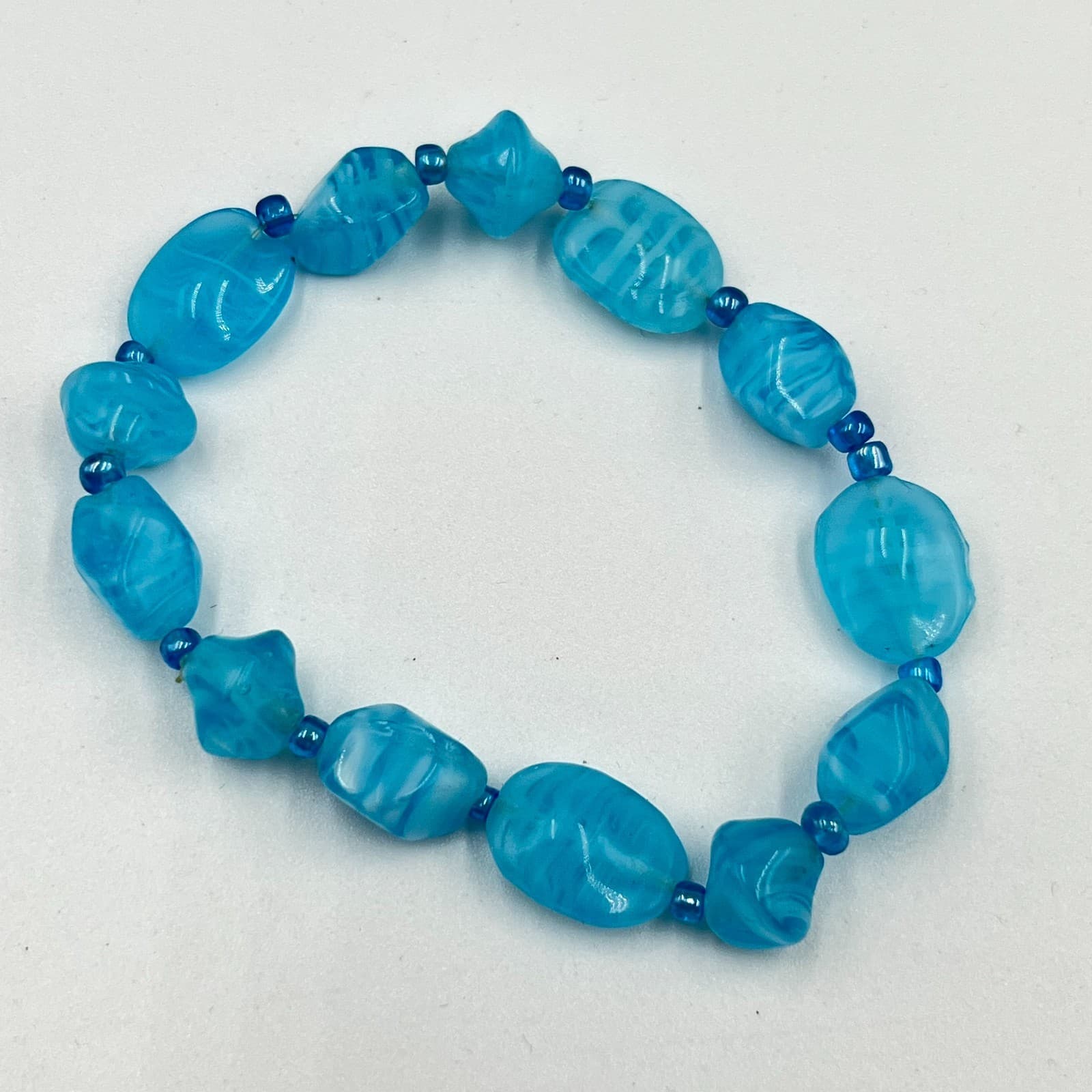 Vintage Retro Teal Blue Beaded Necklace & Bracelet Set 4pc Fashion Jewelry - Thumbnail 7