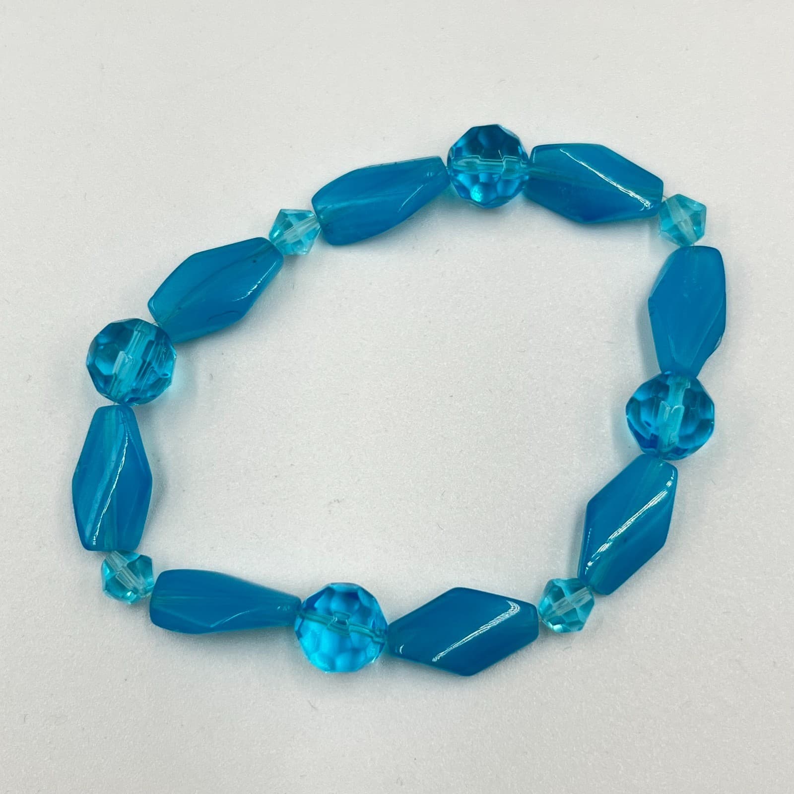 Vintage Retro Teal Blue Beaded Necklace & Bracelet Set 4pc Fashion Jewelry - Thumbnail 5