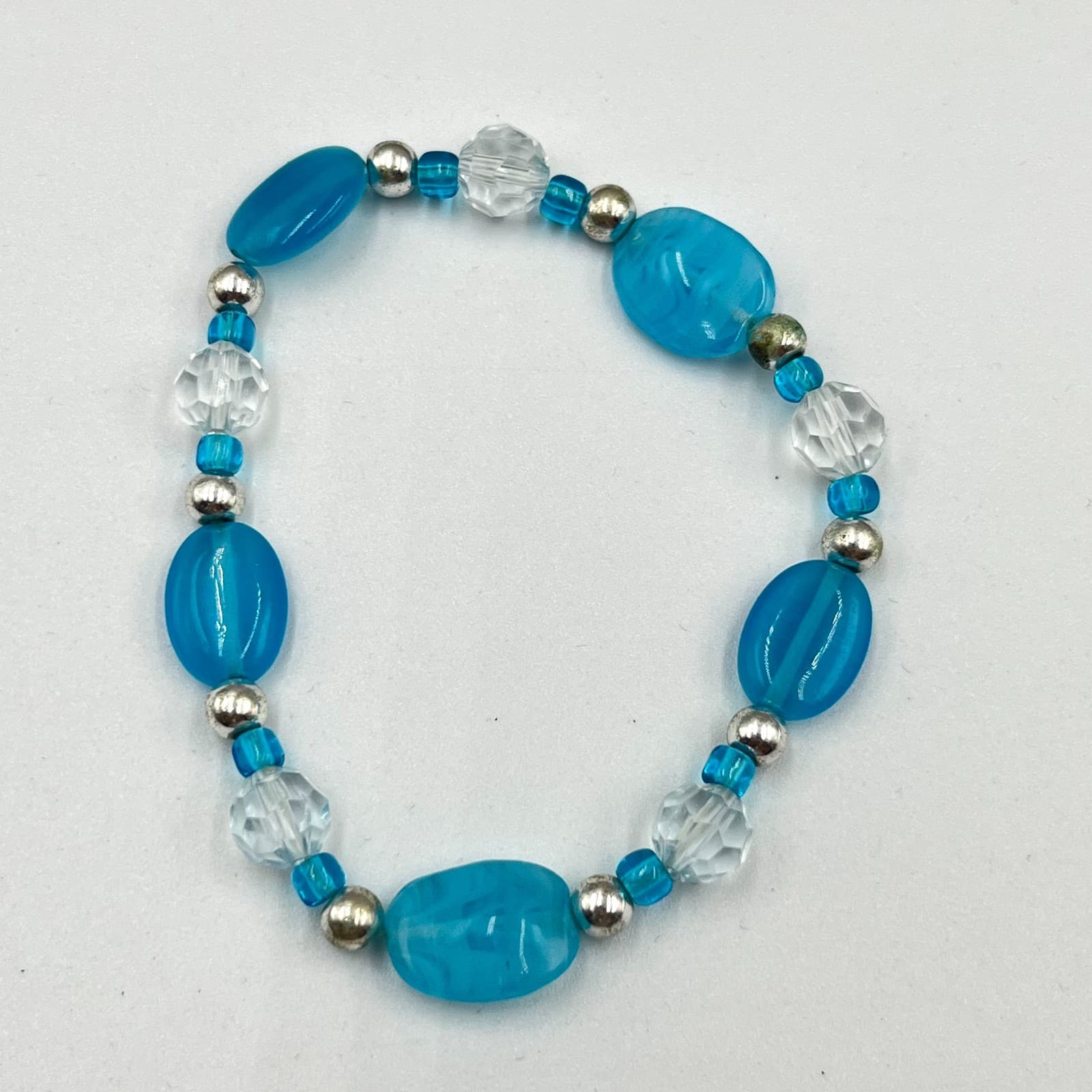 Vintage Retro Teal Blue Beaded Necklace & Bracelet Set 4pc Fashion Jewelry - Thumbnail 9